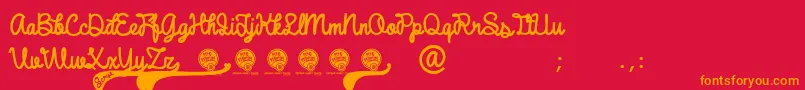 DhfBroffontScript Font – Orange Fonts on Red Background