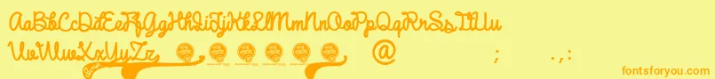 DhfBroffontScript Font – Orange Fonts on Yellow Background
