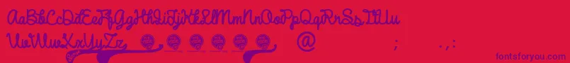DhfBroffontScript Font – Purple Fonts on Red Background