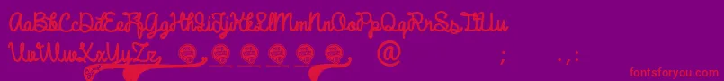 DhfBroffontScript Font – Red Fonts on Purple Background