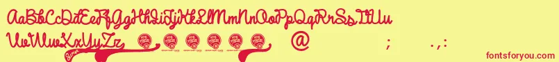 DhfBroffontScript Font – Red Fonts on Yellow Background