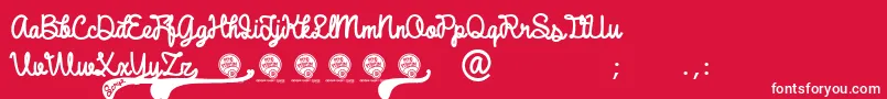 DhfBroffontScript Font – White Fonts on Red Background