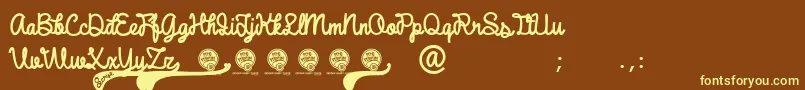 Fonte DhfBroffontScript – fontes amarelas em um fundo marrom