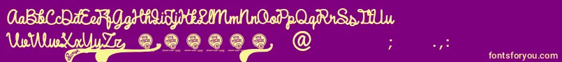 Fonte DhfBroffontScript – fontes amarelas em um fundo roxo