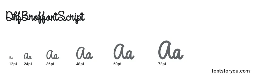 DhfBroffontScript Font Sizes