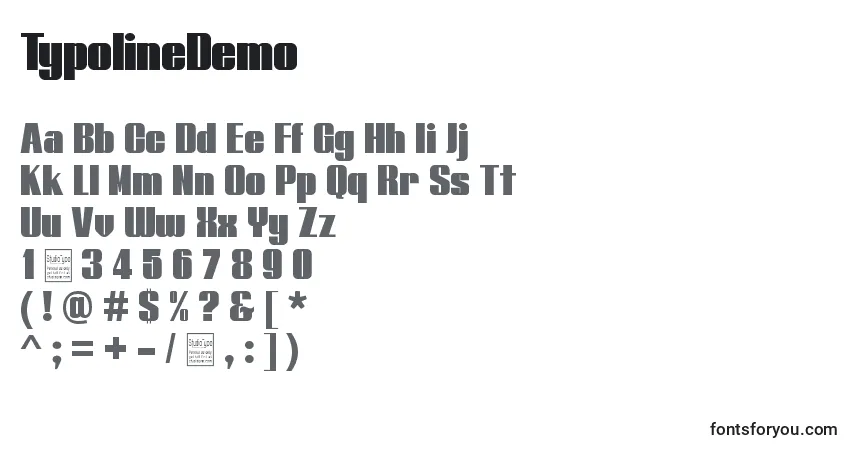 Шрифт TypolineDemo – алфавит, цифры, специальные символы