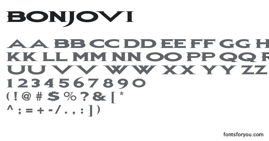 Schriftart Bonjovi – Alphabet, Zahlen, spezielle Symbole