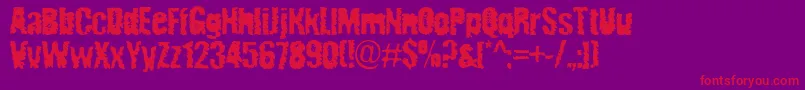 RadiatedPancake-Schriftart – Rote Schriften auf violettem Hintergrund