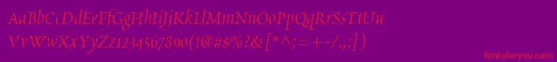 PoeticaChanceryI Font – Red Fonts on Purple Background