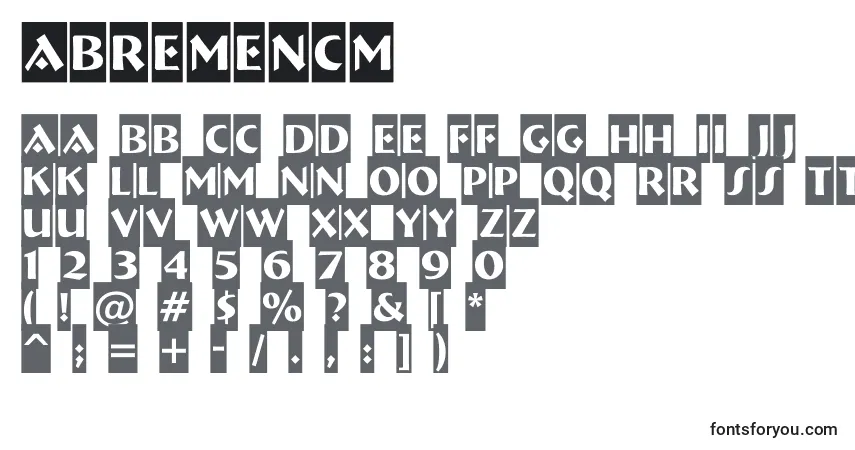 Czcionka ABremencm – alfabet, cyfry, specjalne znaki