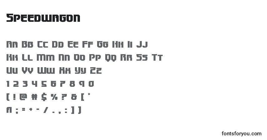 A fonte Speedwagon – alfabeto, números, caracteres especiais