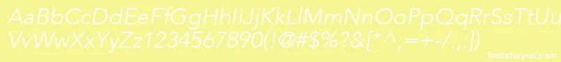 AvenirLt35LightOblique Font – White Fonts on Yellow Background