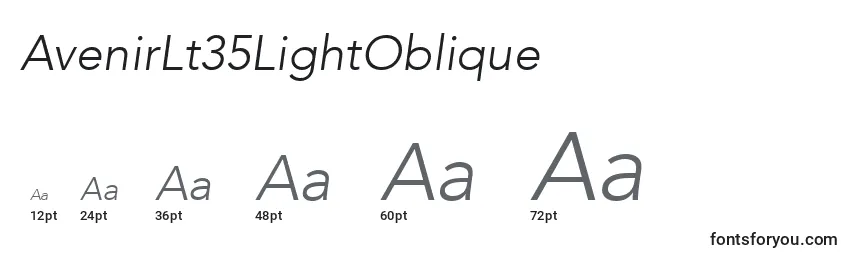 AvenirLt35LightOblique Font Sizes