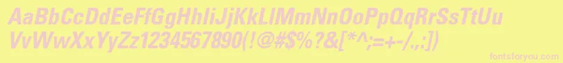 NovaCondensedSsiBoldCondensedItalic Font – Pink Fonts on Yellow Background