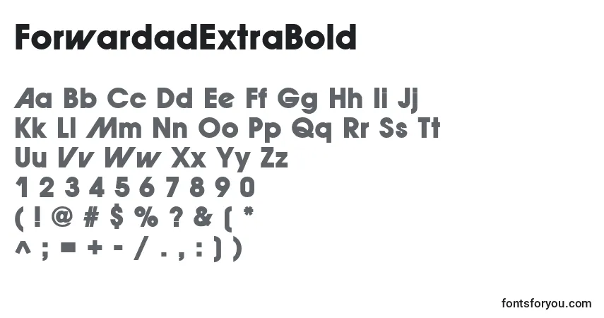 Шрифт ForwardadExtraBold – алфавит, цифры, специальные символы