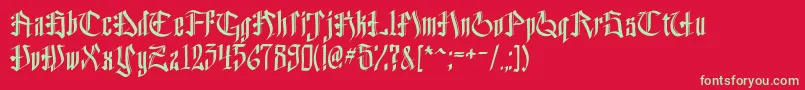 フォントHelveddingBeta – 赤い背景に緑の文字