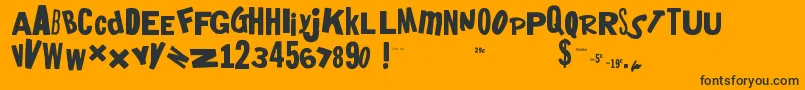 Heymomheydad-Schriftart – Schwarze Schriften auf orangefarbenem Hintergrund