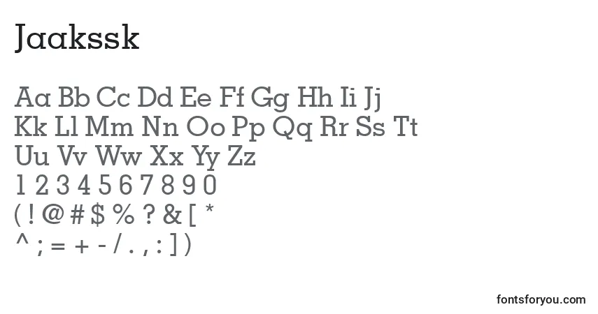 Schriftart Jaakssk – Alphabet, Zahlen, spezielle Symbole