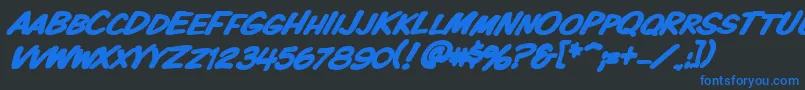 Vtckomixationscbolditalic Font – Blue Fonts on Black Background