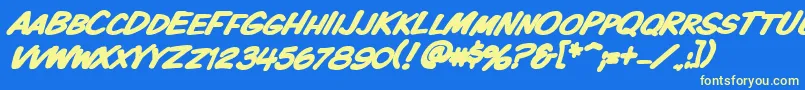 Vtckomixationscbolditalic Font – Yellow Fonts on Blue Background