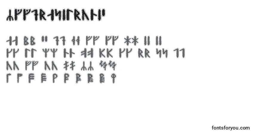 Czcionka Yggdrasilrunic – alfabet, cyfry, specjalne znaki
