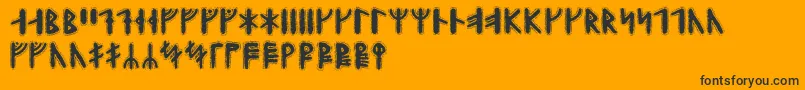 Yggdrasilrunic-fontti – mustat fontit oranssilla taustalla