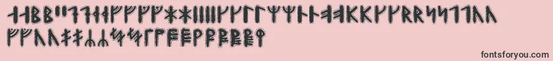 Yggdrasilrunic-Schriftart – Schwarze Schriften auf rosa Hintergrund
