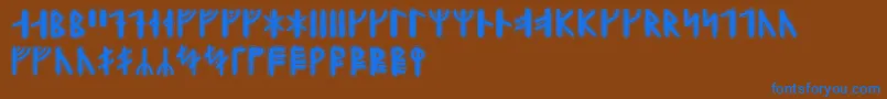 Yggdrasilrunic-Schriftart – Blaue Schriften auf braunem Hintergrund