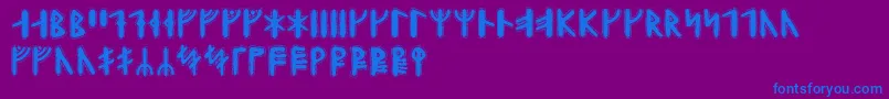 フォントYggdrasilrunic – 紫色の背景に青い文字