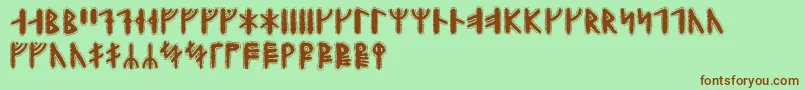 Yggdrasilrunic-Schriftart – Braune Schriften auf grünem Hintergrund