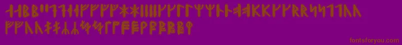 Yggdrasilrunic-Schriftart – Braune Schriften auf violettem Hintergrund