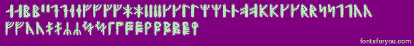 Yggdrasilrunic-Schriftart – Grüne Schriften auf violettem Hintergrund