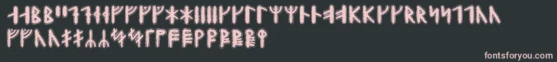 Yggdrasilrunic-Schriftart – Rosa Schriften auf schwarzem Hintergrund