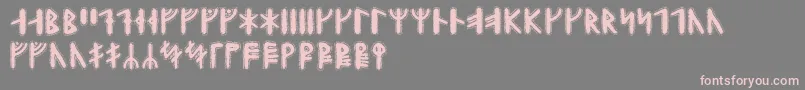 Yggdrasilrunic-fontti – vaaleanpunaiset fontit harmaalla taustalla