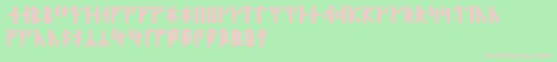 フォントYggdrasilrunic – 緑の背景にピンクのフォント