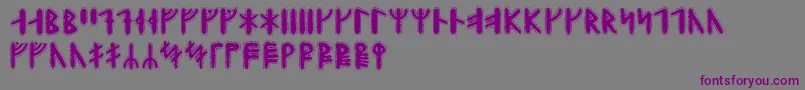 フォントYggdrasilrunic – 紫色のフォント、灰色の背景