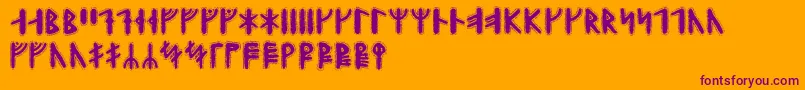 Yggdrasilrunic-fontti – violetit fontit oranssilla taustalla