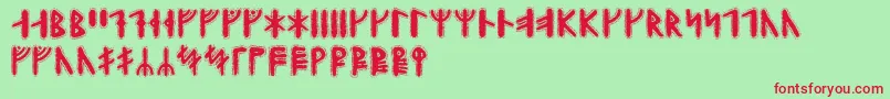 Yggdrasilrunic-fontti – punaiset fontit vihreällä taustalla