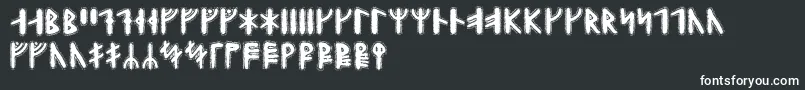 Yggdrasilrunic-Schriftart – Weiße Schriften auf schwarzem Hintergrund