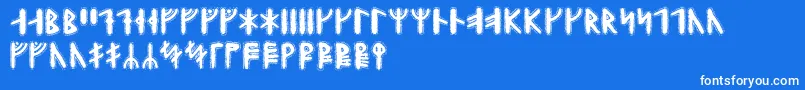 フォントYggdrasilrunic – 青い背景に白い文字