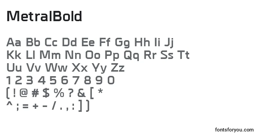 A fonte MetralBold – alfabeto, números, caracteres especiais