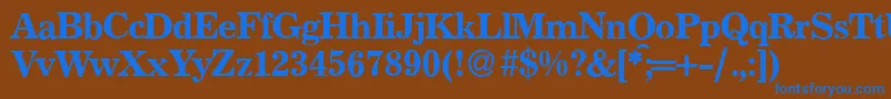P821RomanRegular Font – Blue Fonts on Brown Background
