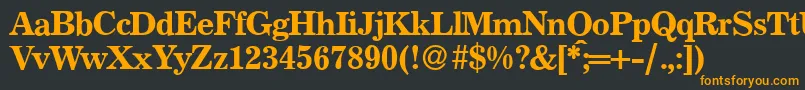 フォントP821RomanRegular – 黒い背景にオレンジの文字