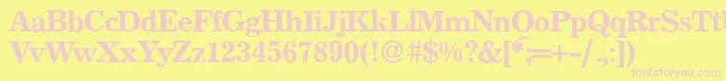 P821RomanRegular Font – Pink Fonts on Yellow Background