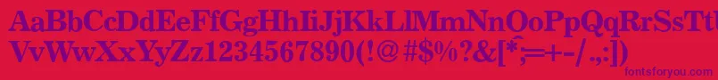 P821RomanRegular Font – Purple Fonts on Red Background