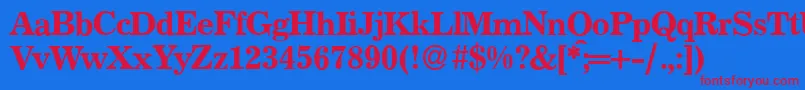 P821RomanRegular Font – Red Fonts on Blue Background