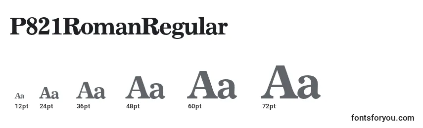P821RomanRegular Font Sizes