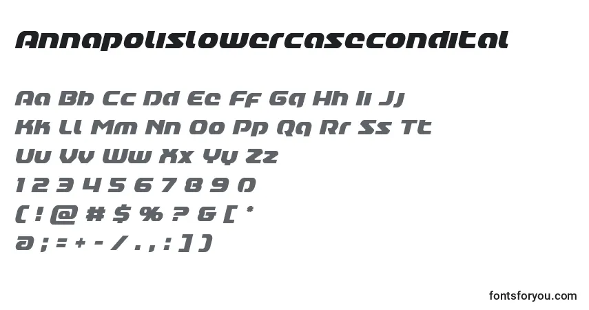 Czcionka Annapolislowercasecondital – alfabet, cyfry, specjalne znaki