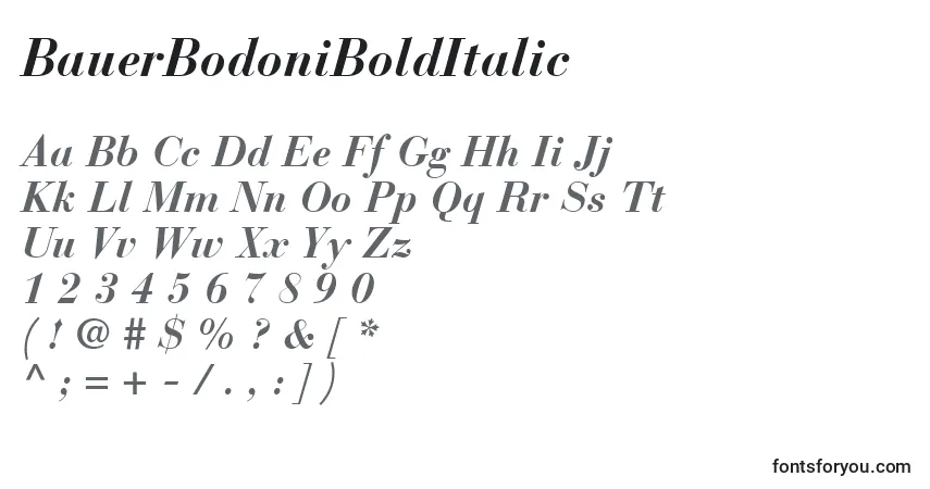 Schriftart BauerBodoniBoldItalic – Alphabet, Zahlen, spezielle Symbole