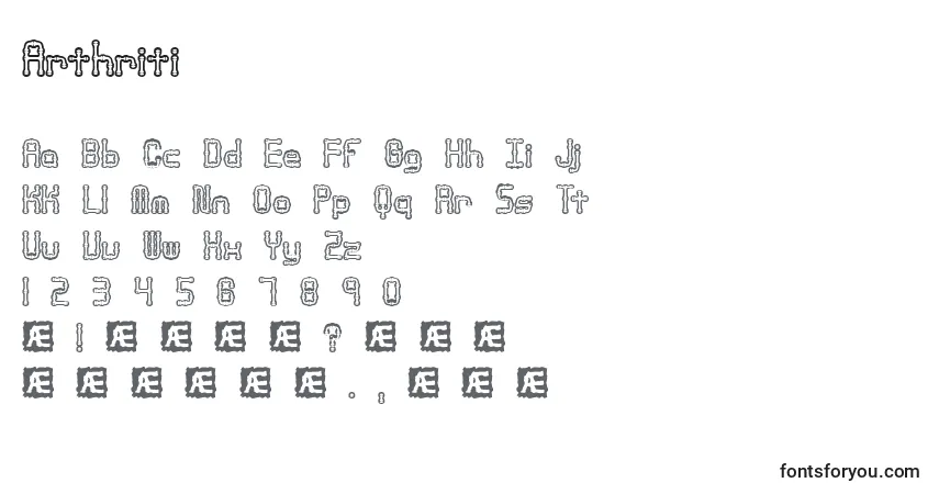 Schriftart Arthriti – Alphabet, Zahlen, spezielle Symbole